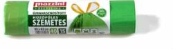 Mazzini Zárószalagos újrahasznosított szemeteszsák 40 l (15 db / tekercs) - Zöld (104145)
