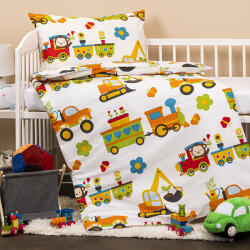 4-Home Lenjerie de pat pentru copii Mașinuțe, din bumbac, 90 x 140 cm, 45 x 65 cm
