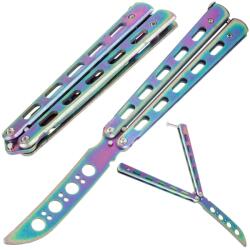 Verk Group Gyakorló pillangó kés biztonságos, tompa pengével, 24 cm, szivárvány szín