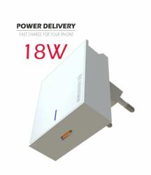 SWISSTEN - USB-C Power Delivery 3.0 hálózati töltő adapter iPhone-hoz, 18W, fehér