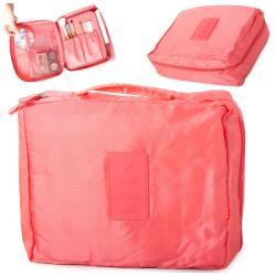 Verk Group Cipzáros kozmetikai- utazó táska 2 hálós zsebbel, 20cm x 17cm x 8cm, lazac színű
