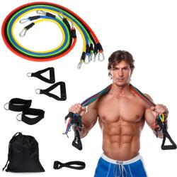 ModernHome 5 darabos edzőszalag-készlet erőnléti edzéshez, fitnesz gyakorlatokhoz, táskával, színes