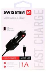 SWISSTEN - autós töltő mikro USB kábellel, 1 A, fekete