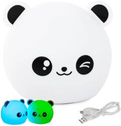 VERK GROUP Panda alakú éjszakai fény 5 színárnyalatú világítással beépített akkumulátorral, 1200mAh, USB, 12.5x9.5x9 cm, fehér
