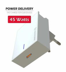 SWISSTEN - USB-C Power Delivery 45W hálózati gyorstöltő, laptop, tablet, telefon, fehér