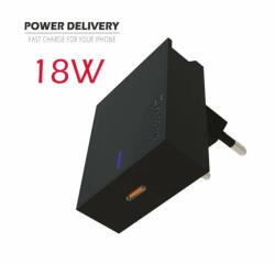 SWISSTEN - USB-C Power Delivery 3.0 hálózati töltő adapter iPhone-hoz, 18W, fekete