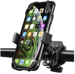 Trizand MALATEC kerékpár/motorkerékpár telefon tartó lengéscsillapítóval, univerzális, 360 fokos beállítás, fekete