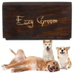 EzzyGroom Közepes fogú fém kutyafésű durva szőrhöz, fa markolat, 10x5, 5x2 cm
