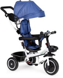 ECOTOYS Tolható baba tricikli 360°-ban forgatható üléssel, tárolóval, nappellenzővel, kék