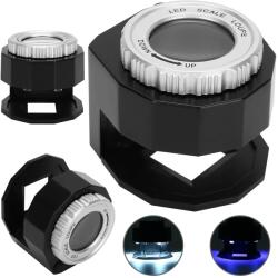 Verk Group Mini zsebnagyító LED és UV fénnyel, 30x zoom, fekete, 5x5, 5 cm