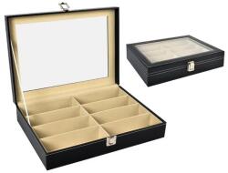  Tároló doboz szemüvegek számára, 8 db rekesz, fekete, 34x4, 5x7, 5 cm