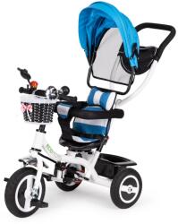 ECOTOYS Tolható baba tricikli 360°-ban forgatható üléssel, tárolóval, nappellenzővel, kék - webszazas - 28 900 Ft
