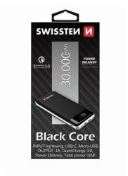 SWISSTEN - Qualcomm QuickCharge 3.0, PowerDelivery, Black core power bank, 30000 mAh