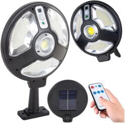 VERK GROUP Napelemes lámpa 150 LED ponttal, szürkületi mozgásérzékelővel, 3 világítási móddal, távirányítóval, fekete