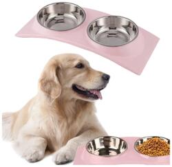VERK GROUP Dupla etetőtál kutyáknak kiveheteő edényekkel (0, 4l x 2 db), 38, 5cm x 16, 5cm, többféle színben