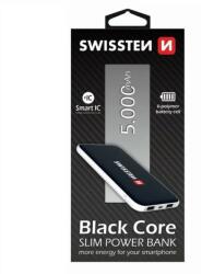 SWISSTEN - black core slim power bank, 5000 mAh, mikro USB input, 2 USB output, Smart IC