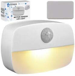 Izoxis Tapadókorongos mozgásérzékelő éjjeli LED fény, 4, 5x6, 5x2 cm, fehér