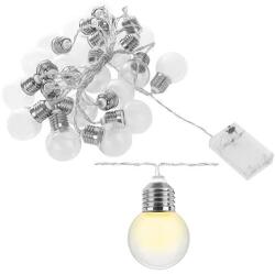  MALATEC LED fényfüzér 20 db villanykörte alakú LED izzóval, meleg fehér, 5, 2 m