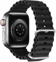 DuxDucis Curea silicon DuxDucis Ocean Wave compatibila cu Apple Watch 4/5/6/7/8/SE 42/44/45mm Black (6934913033920)