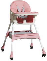 Flippy Scaun de masa pentru bebelusi si copii Flippy, cu roti, telescopic, pliabil, masuta reglabila, suport picioare, scaun invelis piele artificiala, centura siguranta, spatiu depozitare, 97 x 73 x 65 cm,