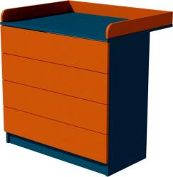  Petra Duo 4 fiókos 90-es pelenkázó szekrény PUSH OPEN rendszerrel - Indigo/narancssárga