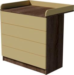  Petra Duo 4 fiókos 90-es pelenkázó szekrény PUSH OPEN rendszerrel - Sötét sonoma/bézs