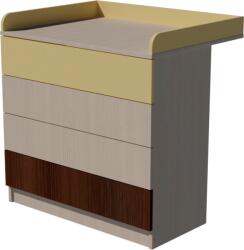  Petra Trio 4 fiókos 90-es pelenkázó szekrény PUSH OPEN rendszerrel - Világos sonoma/bézs/mokka