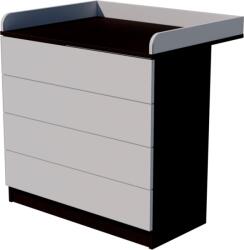  Petra Duo 4 fiókos 90-es pelenkázó szekrény PUSH OPEN rendszerrel - Wenge/fehér