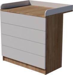  Petra Duo 4 fiókos 90-es pelenkázó szekrény PUSH OPEN rendszerrel - Világos sonoma/fehér