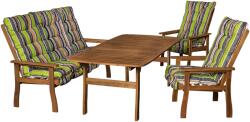 Geoff Keményfa kerti bútor pados Relax szett Zöld csíkos 654-es (30030R-654)