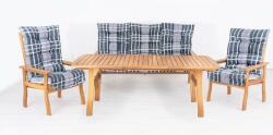 Geoff Keményfa kerti bútor pados Relax szett Szürke-fekete kockás M215 (30030R-215)
