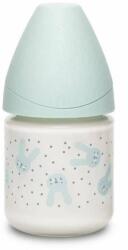 SUAVINEX Sticluță de sticlă 120ml debit lent silicon rotund cu tetină rotundă Rabbit Mint Hygge Baby