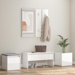 vidaXL Set mobilier pentru hol, alb extralucios, lemn prelucrat (3082068) Garderoba