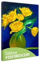 Tablou fosforescent Lalele galbene pe fundal albastru 120 cm x 80 cm