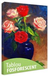  Tablou fosforescent Trandafiri in vaza albastra 120 cm x 80 cm