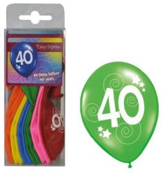 Funny Fashion Set baloane aniversare cu cifra 40, latex, set 12 bucati, mix de culori