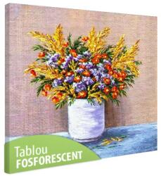 Tablou fosforescent Bulbuci de munte in vaza alba 30 cm x 30 cm