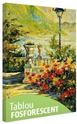  Tablou fosforescent Terasa cu flori de toamna 120 cm x 80 cm