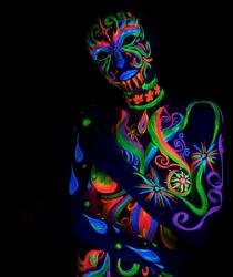 Paint Glow Vopsea UV Neon pentru corp si fata fluorescenta, flacon 12 ml Rosu