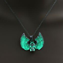 Procart Colier cu pandantiv Skeleton Wings luminescent, inoxidabil, 50 cm Verde