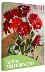  Tablou fosforescent Flori rosii pictate in ulei 120 cm x 80 cm