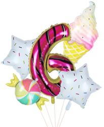 IDei Balon folie gigant cifra 6, inaltime 80 cm, aranjament party candy, 5 piese