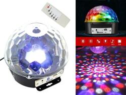 ProCart Proiector LED RGB, 6 leduri, intrare USB, MP3, 2 difuzoare stereo, 50Hz, 18W, 230V, 18 x 16cm, negru
