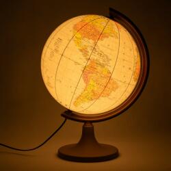 Procart Glob geografic iluminat, 32 cm, harta politica, fus orar