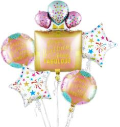 IDei Set 5 baloane din folie pentru petrecerea fetitei, multicolore, tematica Happy Birthday