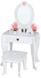 Procart Set masa de toaleta pentru fetite, oglinda si scaun din lemn, 5 accesorii coafura si machiaj