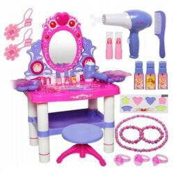 Procart Set masuta toaleta si scaun pentru fetite, sunete si lumini, oglinda, uscator, accesorii cosmetice