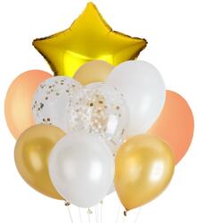 Procart Buchet baloane 10 piese, stea folie, balon latex confetti, auriu
