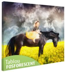 Tablou fosforescent Fetita pe cal 50 cm x 50 cm
