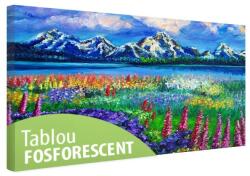 Tablou fosforescent Flori si munti 180 cm x 90 cm